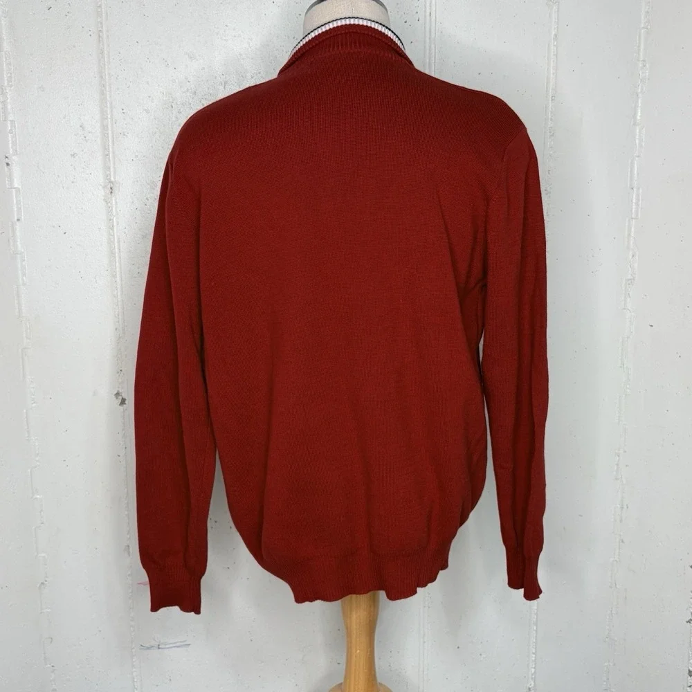 US‎ Polo Assn Men's Sweater Size XL Long Sleeve 1/4 Zip Red White Blue Preppy - Picture 4 of 7